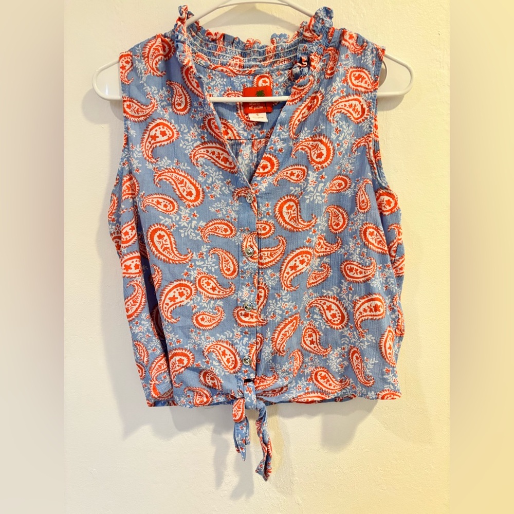 Hearts of Palm Orange and Blue Tank Top
